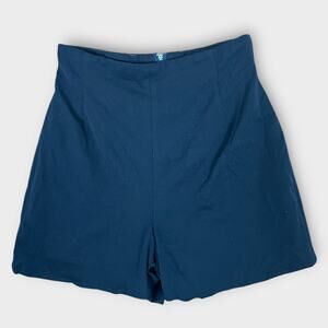Vintage Moschery Womens Pure Wool Navy Shorts High Waist Size 4 Preppy